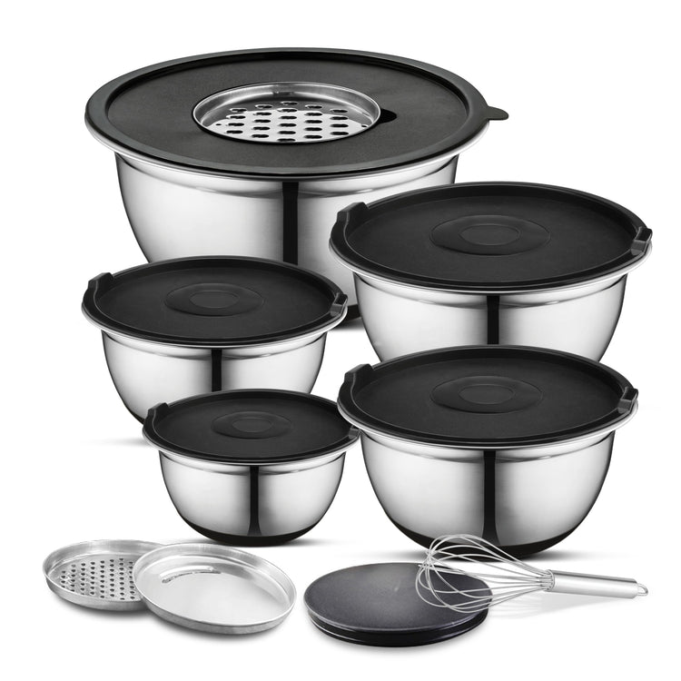 Premium Brushed Stainless Steel Mixing Bowls Sets (5 Count)
