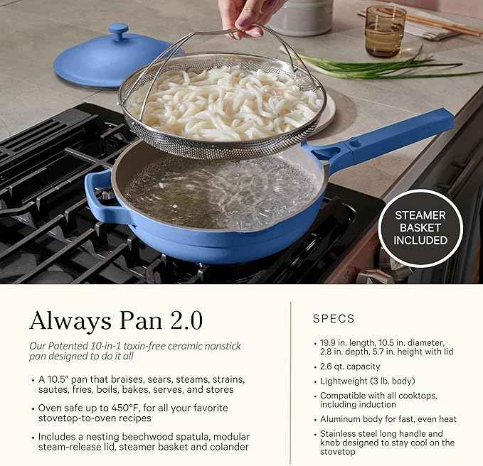 Our Place Cookware Set - 13-Piece Kit Including the Always Pan, Perfect Pot and Spatulas | Multifunctional, Toxin-Free Nonstick | Heat Safe up to 450°F | Oven, Stove, Induction | Forget-Me-Not Blue