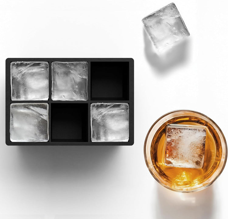 glacio Silicone Ice Cube Trays โ Large Silicone Molds for 2-Inch Ice Cubes and Spheres Whiskey Ice Cube Trays with Lids for Cocktails & Bourbon โ Set of 2