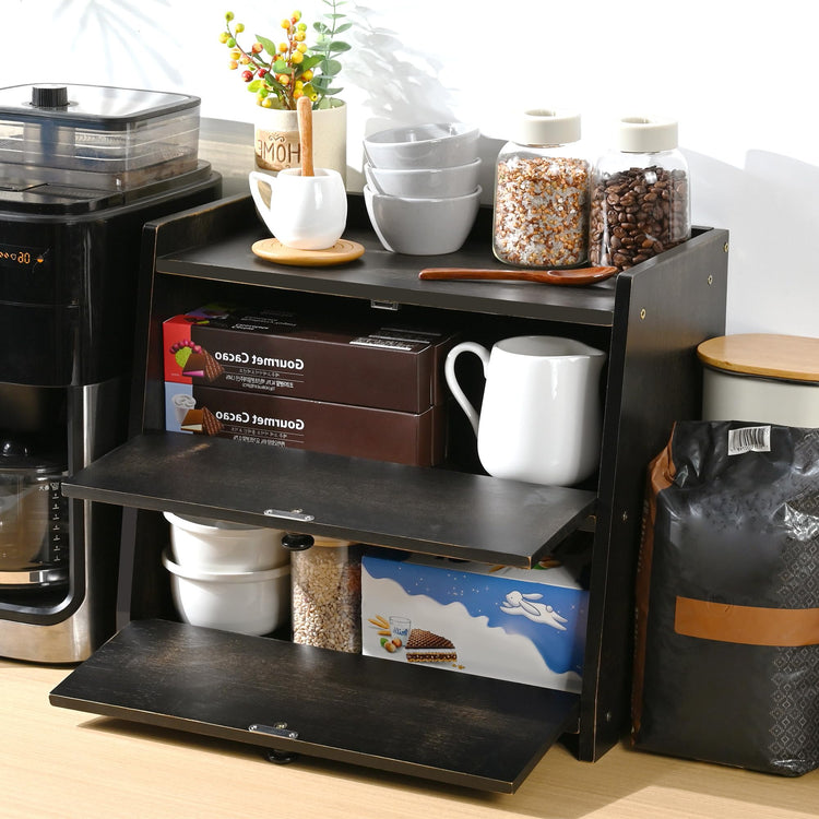Bamboo Corner Bread Box for Kitchen Countertop 2