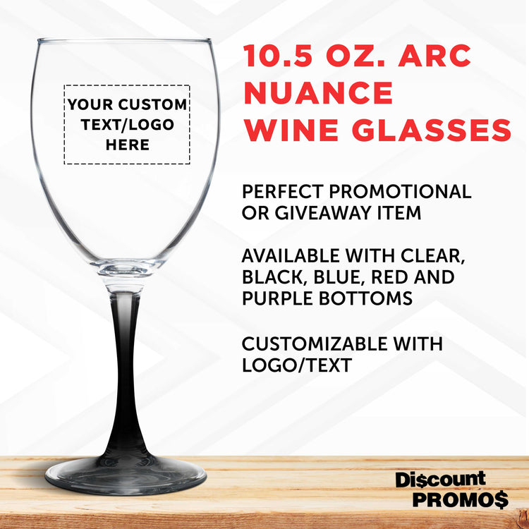 Custom Nuance Wine Glasses by ARC 10.5 oz. Set of 10 (100 Count)
