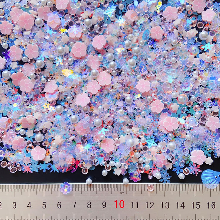 Sequins Holographic Polymer Clay Slices Nail Glitter 3D Holographic Snowflake Shell Butterfly Plum Blossom Nail Sequins Slices Polymer Clay Nail Decals for DIY Nail Decoration