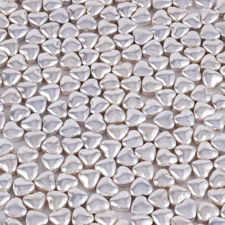 Kasvan Silver Heart Shapes Sprinkles - Edible Candy Pearls 100g/3.58 Oz, Mix Size, Baking Cake Decorations, Ice Cream Toppings and Cookie Decorating, Wedding Party Chirstmas Supplies (Silver)