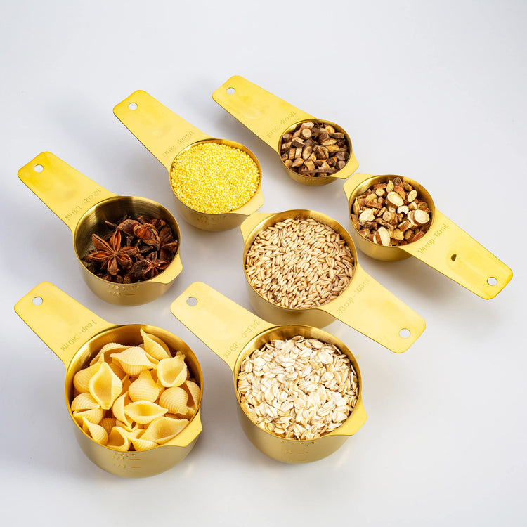 7-Piece 18/8 Stainless Steel Measuring Cups Set, Gold