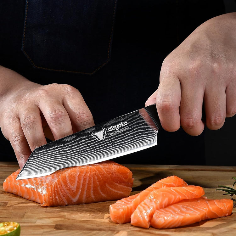 8C Damascus Knife Set - 3PC Chef's Knife, Kitchen and Paring Knives, High Carbon Stainless Steel, Ergonomic Full Tang ABS Anti-Skid Handle