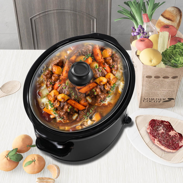 7 Quart Slow Cooker Oval Manual Pot Food Warmer with 3 Cooking Settings