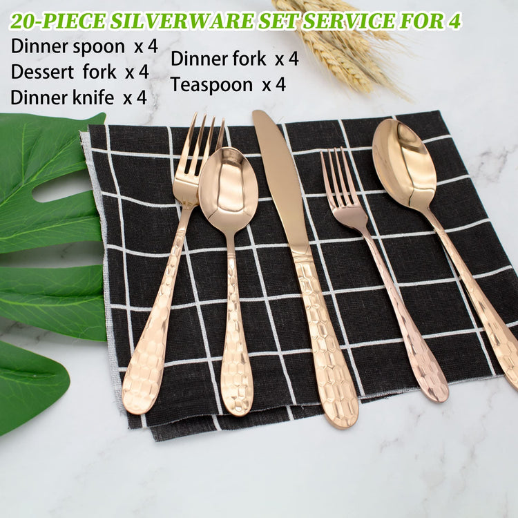 Hammered Silverware Set 20