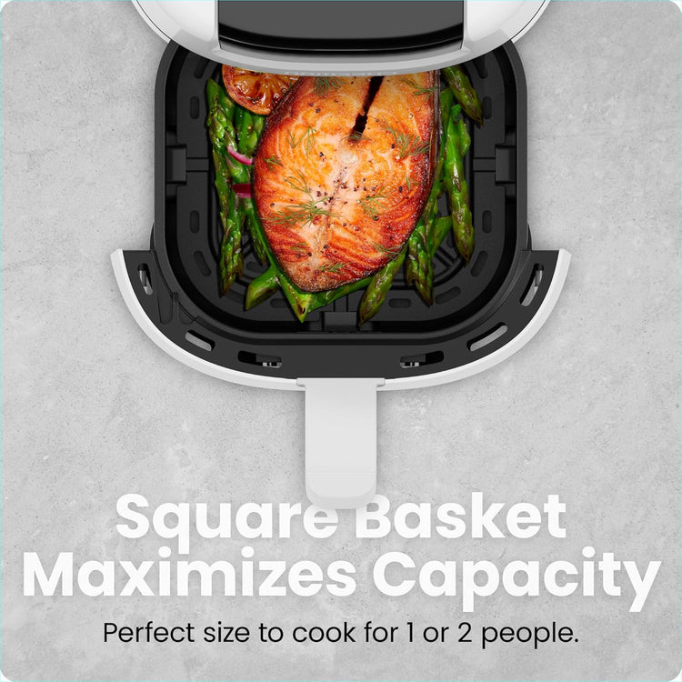 CHEFMAN 2 Qt Mini Air Fryer – Digital Space-Saving Compact Air Fryer with Nonstick and Dishwasher Safe Basket, Quick & Easy Meals in Minutes, Features Digital Timer and Shake Reminder – White