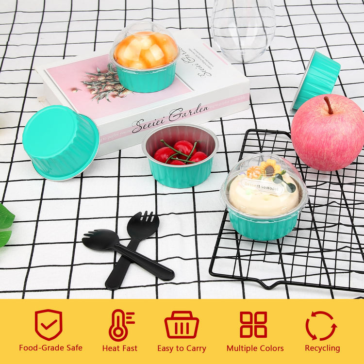 5oz Dot Cake Cups with Dome Lids 100 Pack (5 Fl Oz)