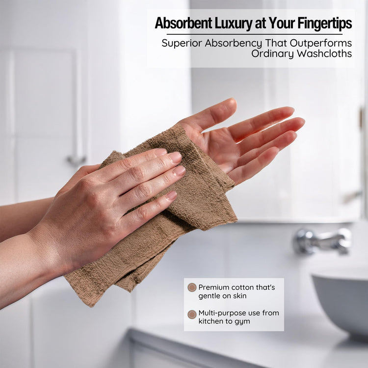 Washcloths 13" x 13" Washcloths 12 Pack (12 Count)