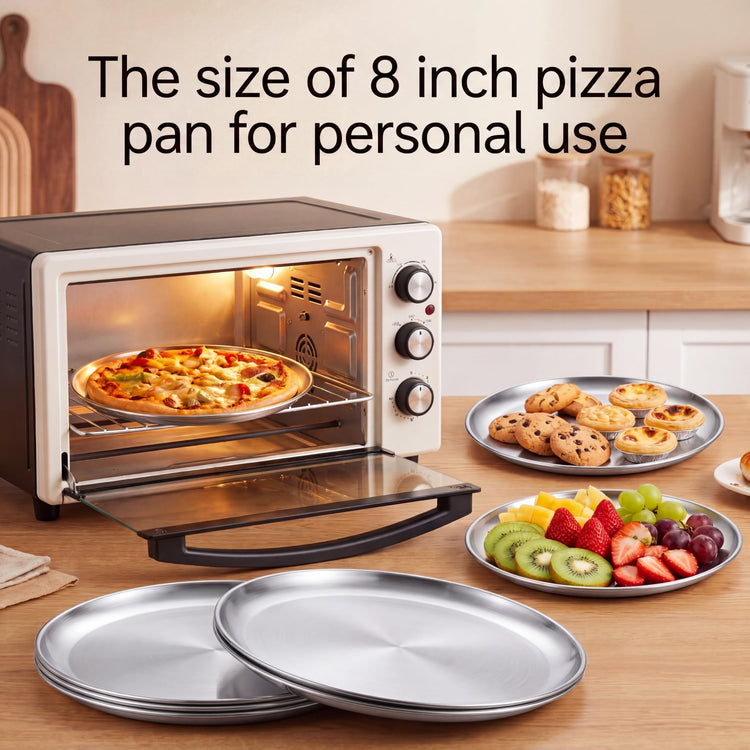 6 Pieces Silver Pizza Pans 8 Inch Bakeware (6 Count)