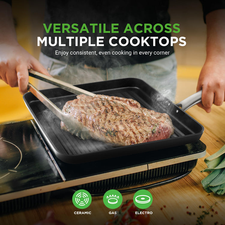 11" Non Stick Grill Pan for Indoor Cooking