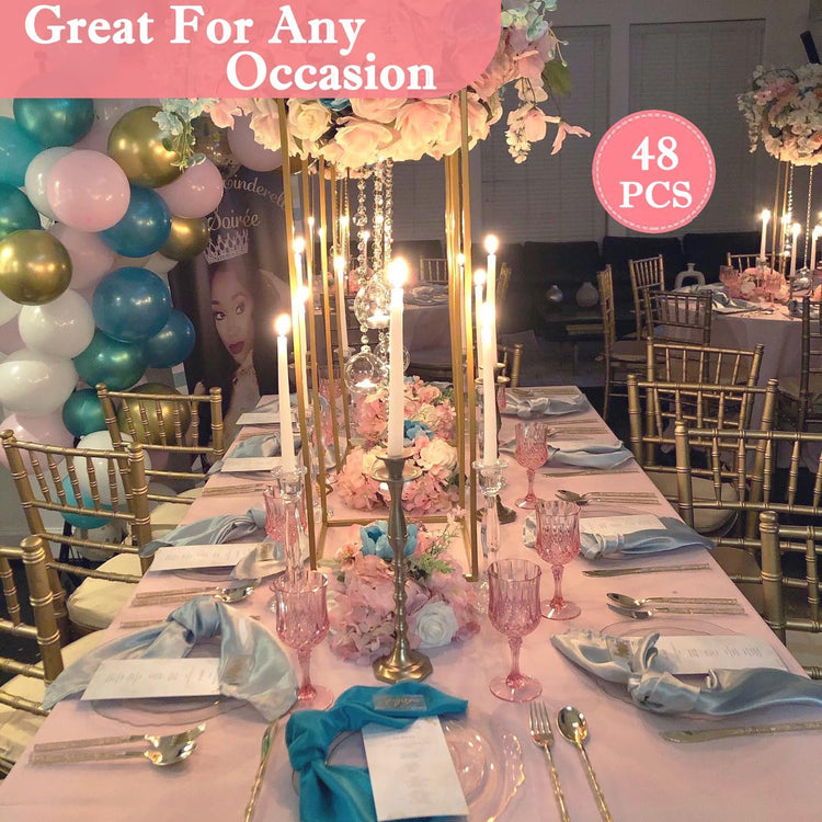 Plastic Wine Glasses,Plastic Goblets Vintage Style Cordial Drinking Glasses for Wedding Reception, Grand Event Party Supplies (48, Pink)