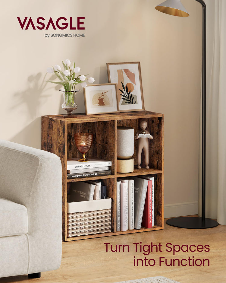 Bookcase Cube Shelf with 4 Compartments