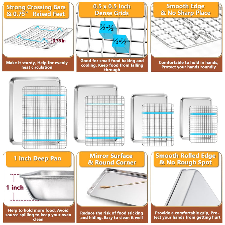 16 + 12.5 + 10.4 + 9 Inch Baking Sheet & Rack