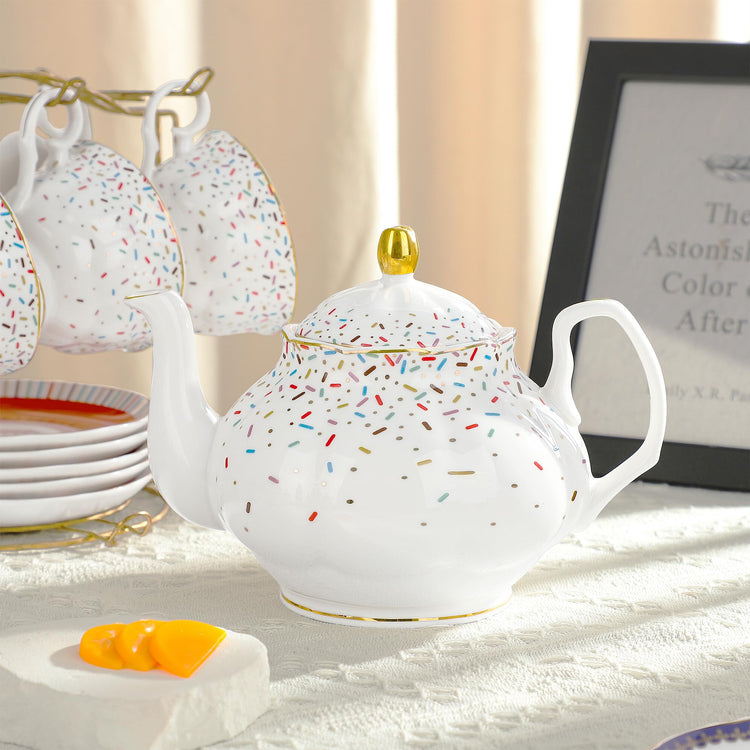 21 Piece Colorful British Porcelain Tea Sets (21 Count)