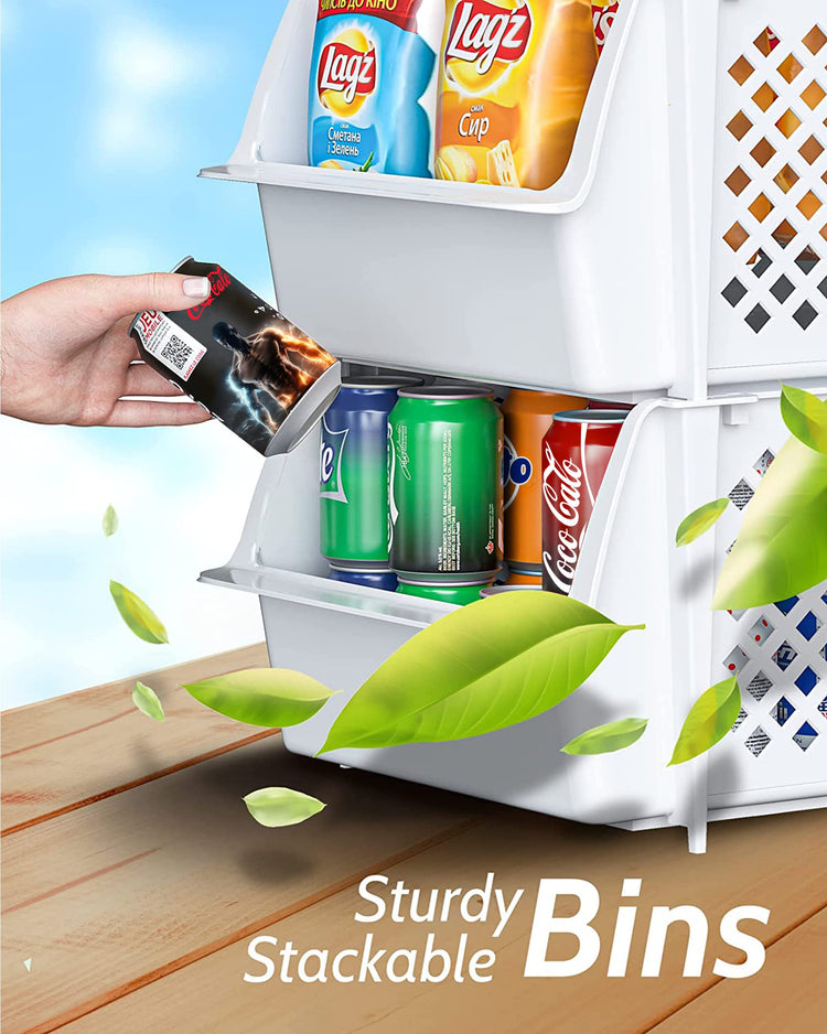 Stackable Storage Bins Open Front for Pantry Storage (4 Count)