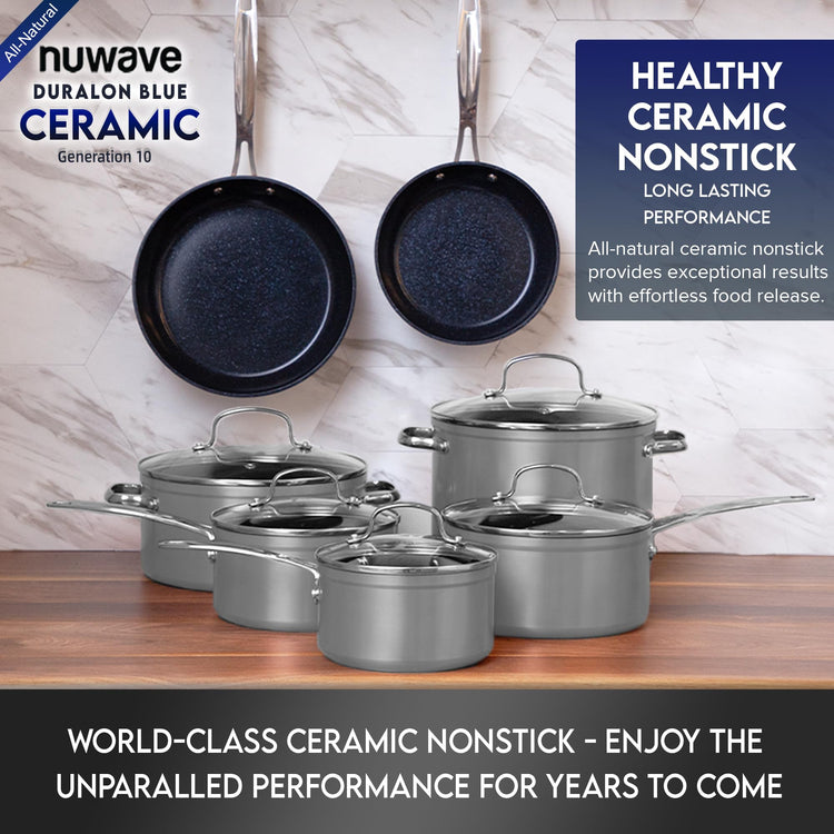 Healthy Duralon Blue Ceramic Nonstick Cookware Set