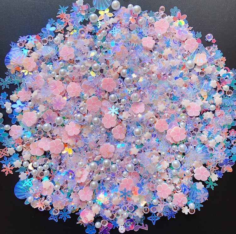 Sequins Holographic Polymer Clay Slices Nail Glitter 3D Holographic Snowflake Shell Butterfly Plum Blossom Nail Sequins Slices Polymer Clay Nail Decals for DIY Nail Decoration