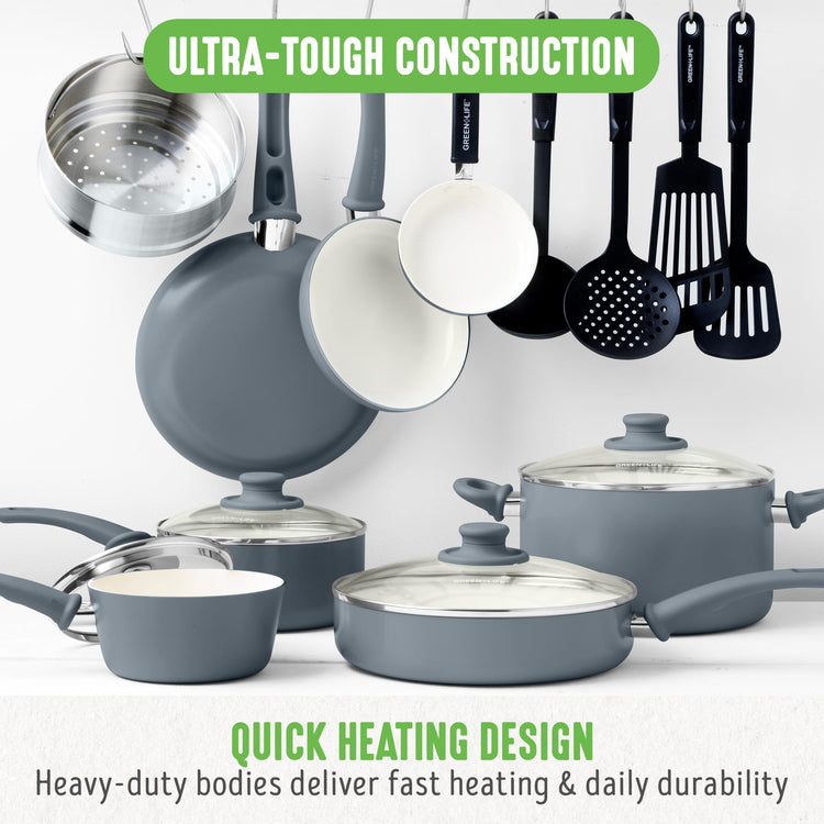 16 Piece Ceramic Nonstick Pots & Pans Cookware Set