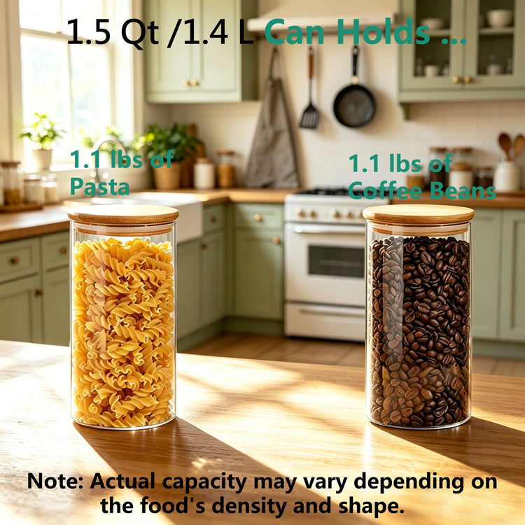 1.5Qt Round Glass Jars (3 Count)