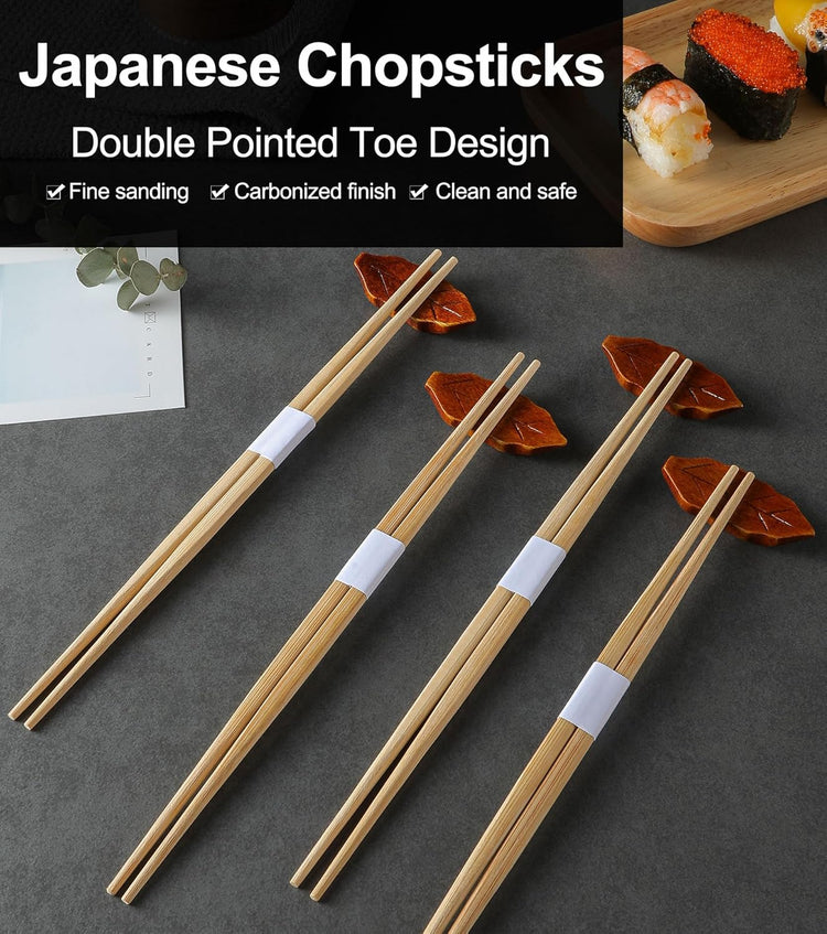 100Pairs Bamboo Chopsticks Disposable | Japanese | Sushi | Separated | Non Slip | Pointed Chopsticks-(9.45in)