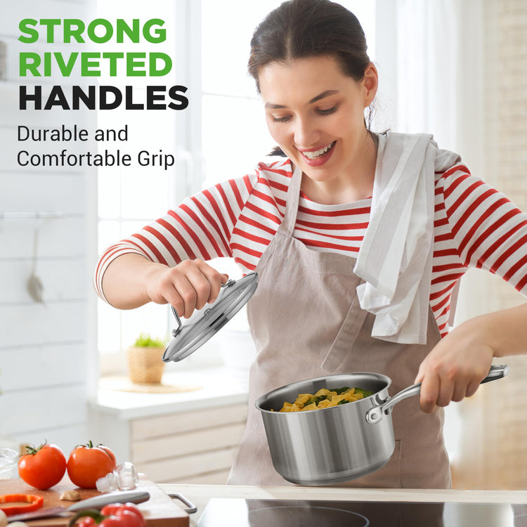2 Quart Stainless Steel Saucepan with Lid