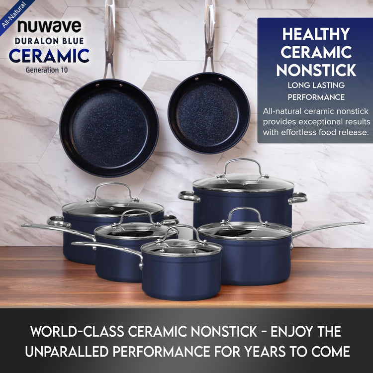 Healthy Duralon Blue Ceramic Nonstick Cookware Set