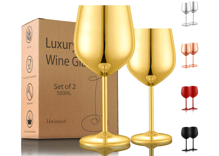 Unbreakable Stainless Steel Wine Glasses Set of 2 (2 Count)