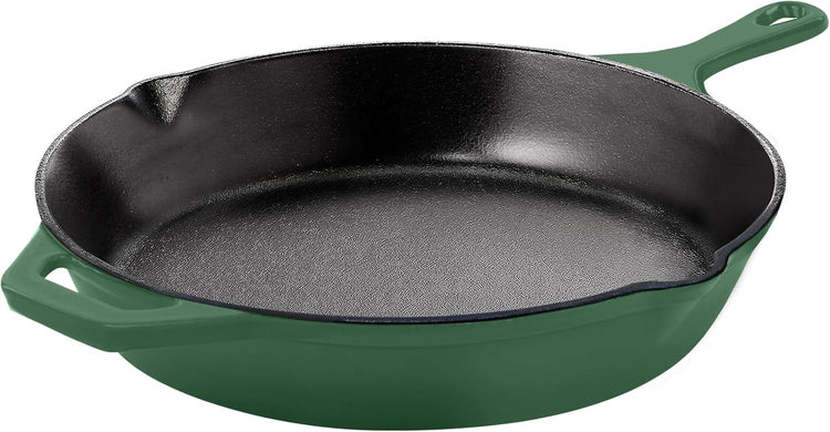 Utopia Kitchen Cast Iron Frying Pan 10.25 Inch, Cast Iron Chefs Pan, Pre Seasoned Skillet, Safe Grill Cookware for Indoor & Outdoor Use, Green - Nestoria