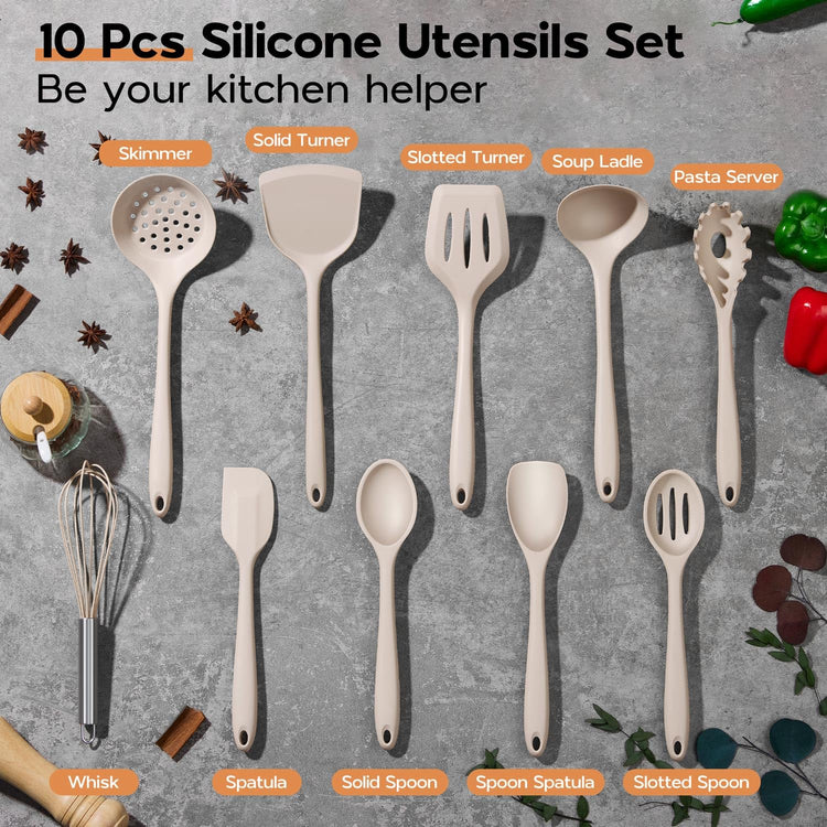 Silicone Cooking Utensils Set of 10 (10 Count)