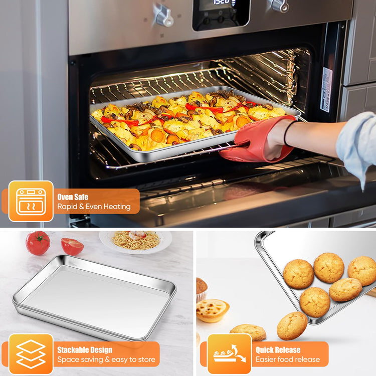 Stainless Steel Quarter Sheet Pan Set for Toaster Oven (2 Count)