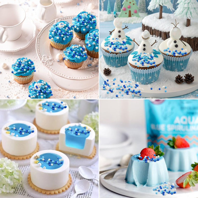 Blue White Pearl Sugar Sprinkles 2mm Blue Sprinkles for Cake Decorating (4.6 Ounce)
