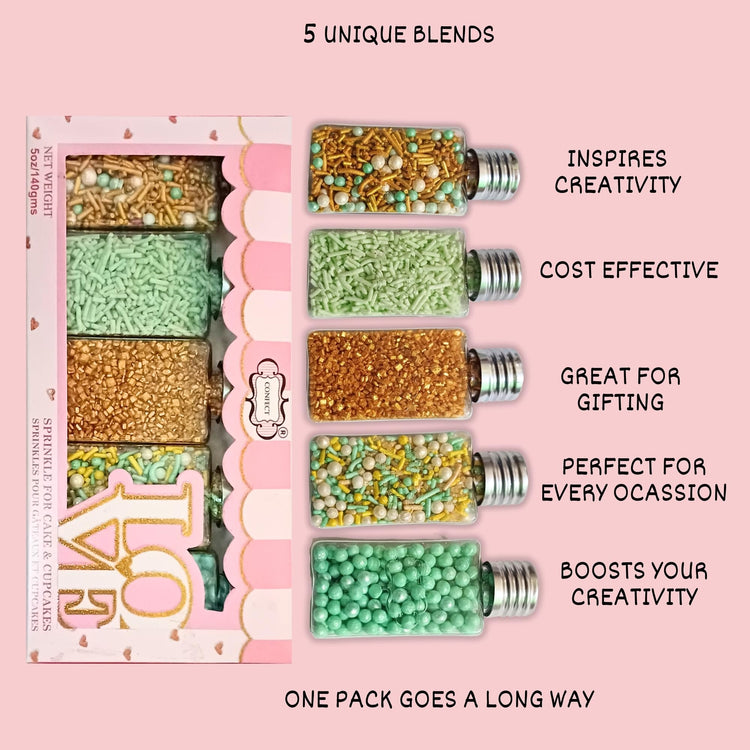 Edible Sprinkles Mix Pack of 5 (4.9384 Ounce)