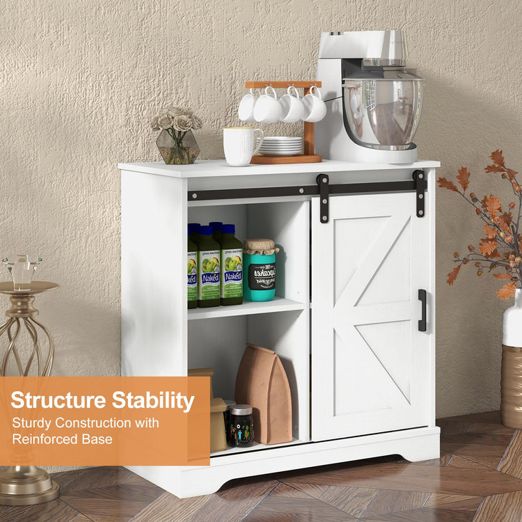 Sliding Barn Door Buffet Sideboard Storage Cabinet Coffee Bar Kitchen Farmhouse Style