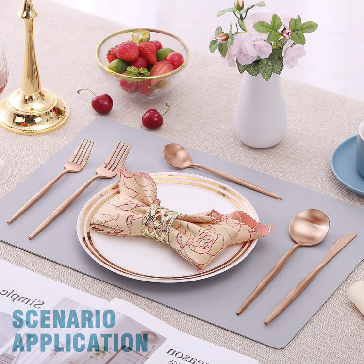 Matte Rose Gold Silverware Set for 6 (30 Count)