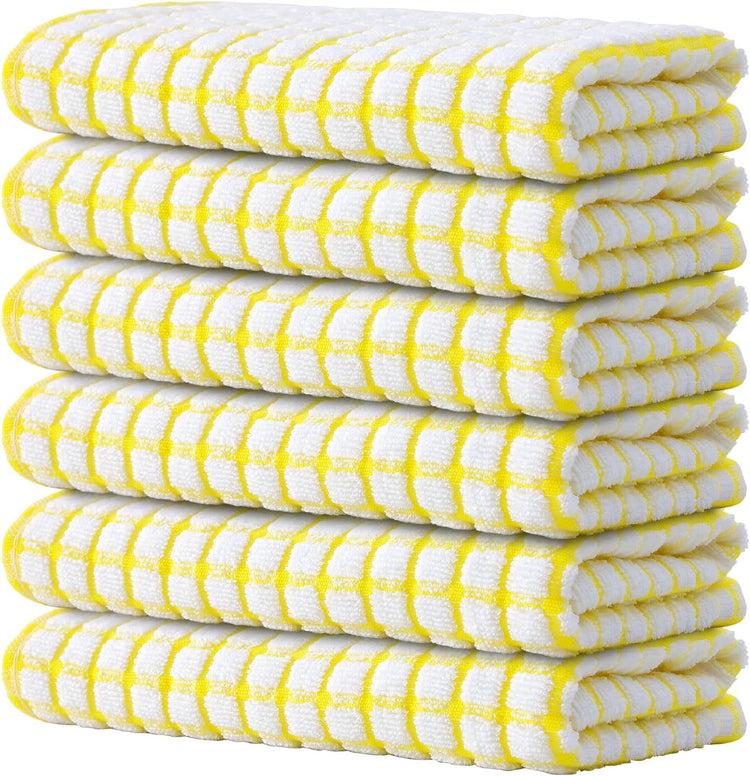 Kitinjoy Cotton 6 Pack Terry Kitchen Towels, 16 x 25 Inches Super Soft and Absorbent Dish Towels, Quick Drying Hand Towels for Kitchen Drying, Yellow - Nestoria