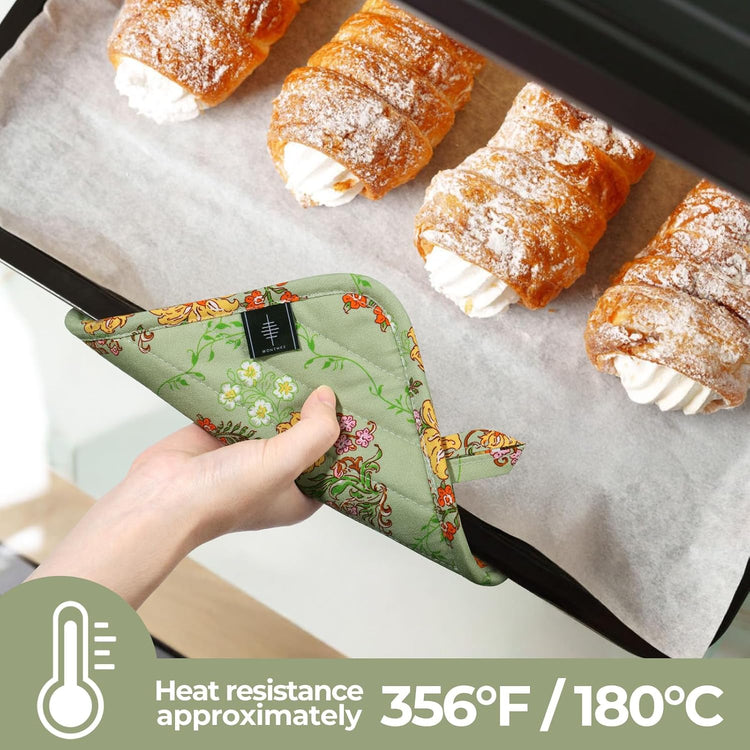 Pot Holders for Kitchen Heat Resistant Hot Pads for Countertops Oven Pot Holders Cotton Potholders for Kitchen Cooking Baking (Sweet Flowers)