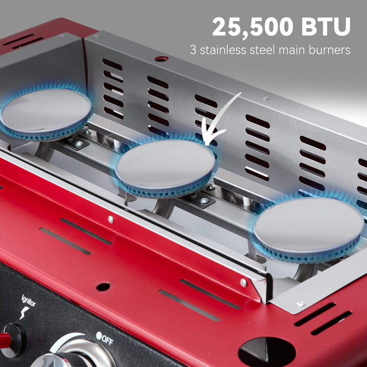 PD1301R 3 Burner Tabletop Propane Gas Griddle with Cover