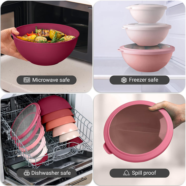 12 Piece Plastic Mixing Bowls with Lids Set (452.48 Count)