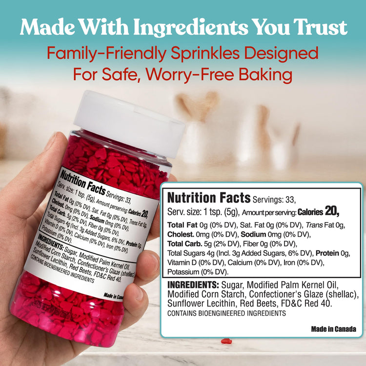 Mini Red Heart Sprinkles for Cake Decorating (5.77 Ounce)