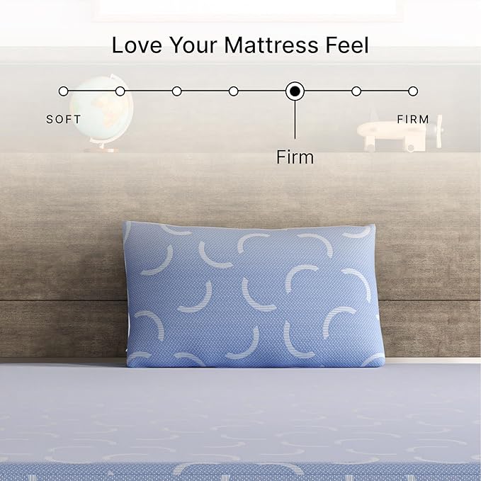 Signature Design by Ashley Full Size iKidz 7 Inch Firm Gel Memory Foam Mattress with Stretch Knit Cover & Pillow Included, Blue Ocean, Fiberglass Free, Mattress in A Box