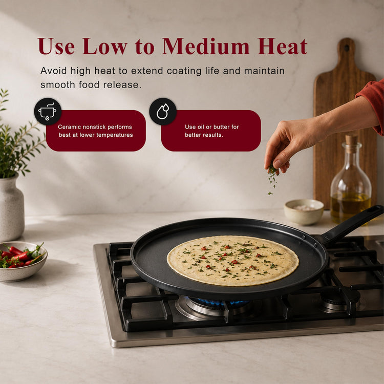 11'' Energy Aluminum Crepe Pan Ceramic Coated Induction & Oven Safe