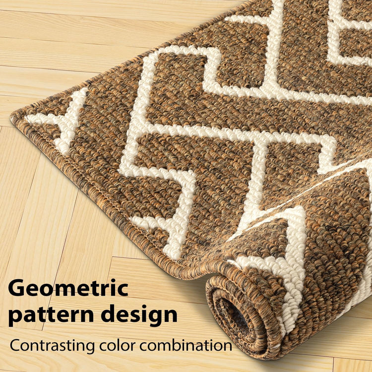 hicorfe Kitchen Rugs and Mats Sets,Non-Slip 2 Pieces Absorbent 100% Polypropylene Rug,Comfort Kitchen Runner Mat,Washable for Kitchen,Sink,Laundry(20" x 31.5" Plus 20" x 48",Brown)