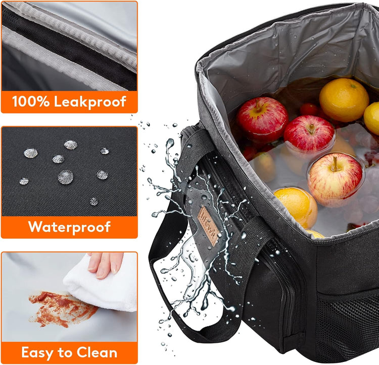 Lifewit Large Lunch Bag Insulated Lunch Box Soft Cooler Cooling Tote for Adult Men Women, Burgundy 40-Can (24L), 13.7"×11"×11"