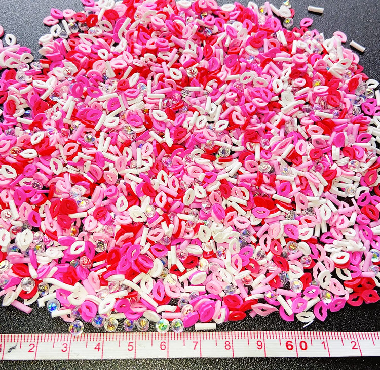 EHOPE Fake Sprinkles Resin Sprinkles Fake Candy Sprinkles Clay Sprinkles Polymer Sprinkles Polymer Clay Slices for Nail Art DIY Crafts Cake Phone Case(40G-Sugar granules+Lips-17)