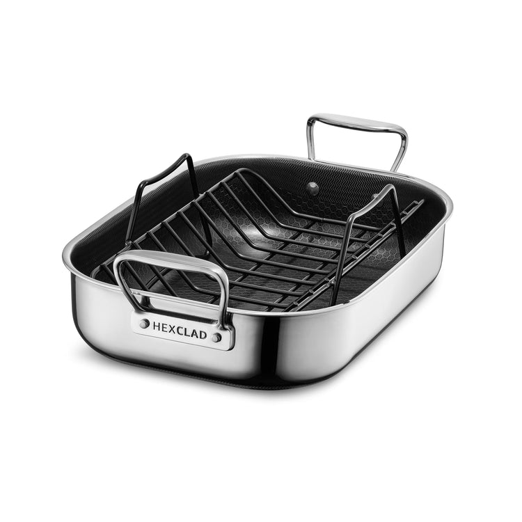 Hybrid 14 x 10 Inch Rectangular Nonstick Roasting Pan with Rack