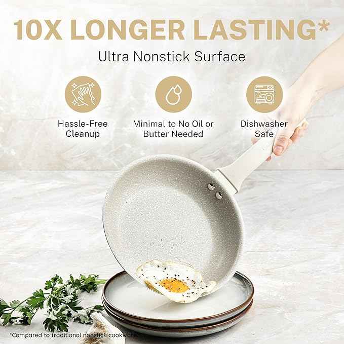 Granitestone 20 Pc Pots and Pans Set Non Stick Cookware Set with Steamer, Cooking Utensils and Pad Protectors, Stay Cool Handles, Oven and Dishwasher Safe