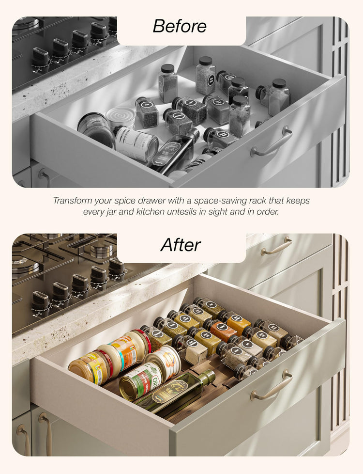 Acacia Wooden Spice Rack Organizer for Cabinet (4 Count)