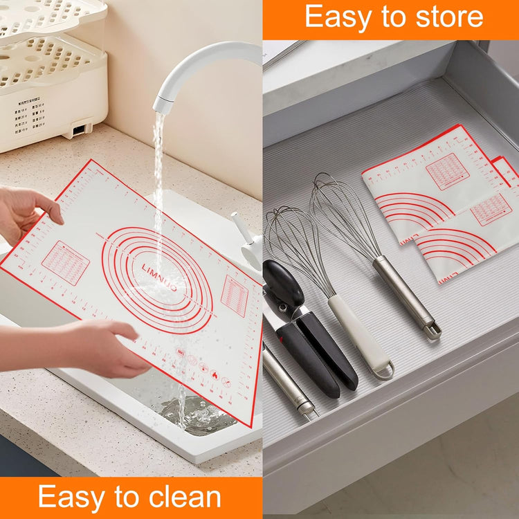 Silicone Baking Mat,Non Stick Rolling Dough with Measurements for Pie Pizza Cookies Fondant Making,Extra Thick Non Slip Silicone Pastry Mat
